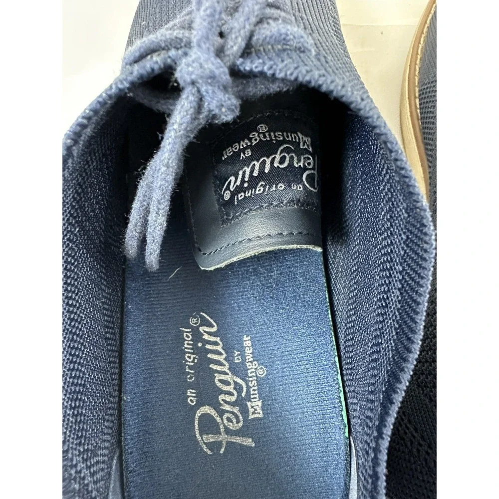 Penguin By Munsingwear Boat Shoes Mens 9 Navy Blue Lace Up Polyester Knit Casual